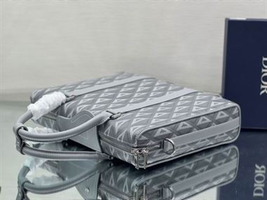 DIOR LINGOT BRIEFCASE BLACK CD DIAMOND CANVAS AND SMOOTH CALFSKIN - DIO033