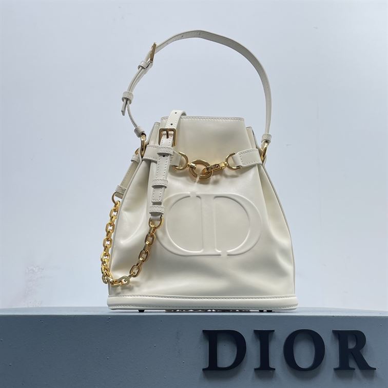 DIOR MEDIUM C EST DIOR BAG WHITE CD EMBOSSED CALFSKIN