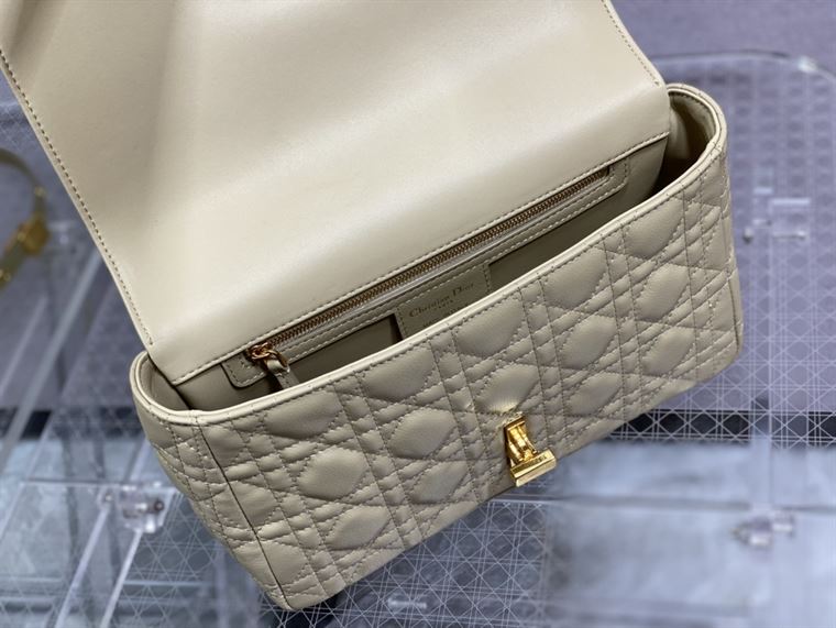 DIOR MEDIUM DIOR CARO BAG BEIGE SUPPLE CANNAGE CALFSKIN