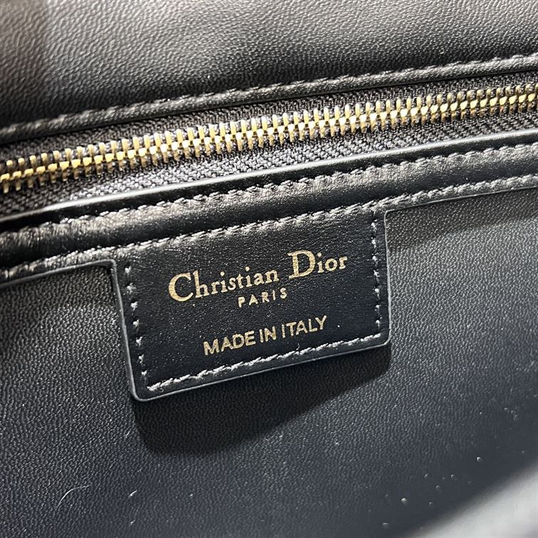 DIOR MEDIUM DIOR CARO BAG BLACK QUILTED MACROCANNAGE CALFSKIN