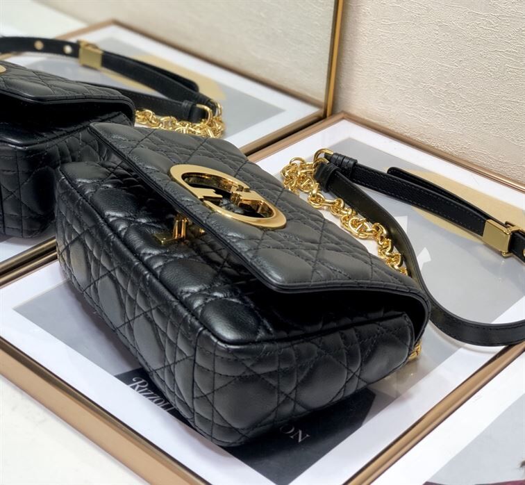 DIOR MEDIUM DIOR CARO BAG BLACK SUPPLE