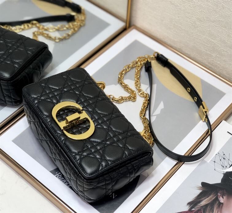 DIOR MEDIUM DIOR CARO BAG BLACK SUPPLE