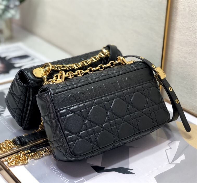DIOR MEDIUM DIOR CARO BAG BLACK SUPPLE