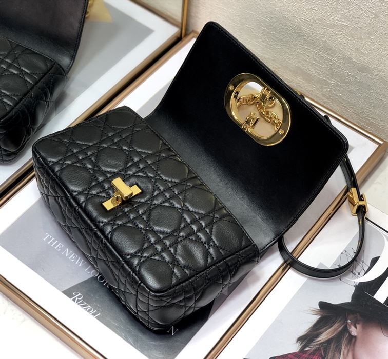 DIOR MEDIUM DIOR CARO BAG BLACK SUPPLE