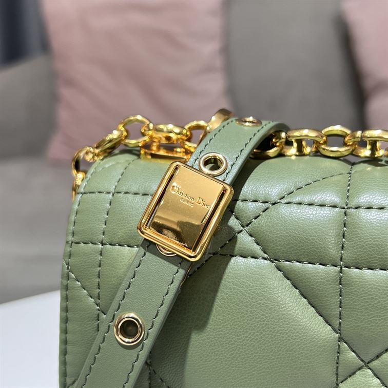 DIOR MEDIUM DIOR CARO BAG GREEN QUILTED