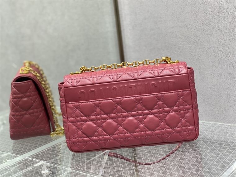 DIOR MEDIUM DIOR CARO BAG PINK SUPPLE CANNAGE CALFSKIN