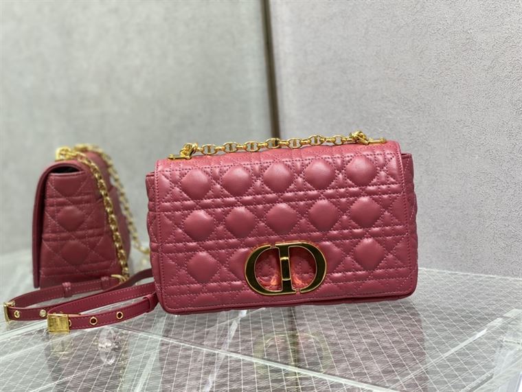 DIOR MEDIUM DIOR CARO BAG PINK SUPPLE CANNAGE CALFSKIN