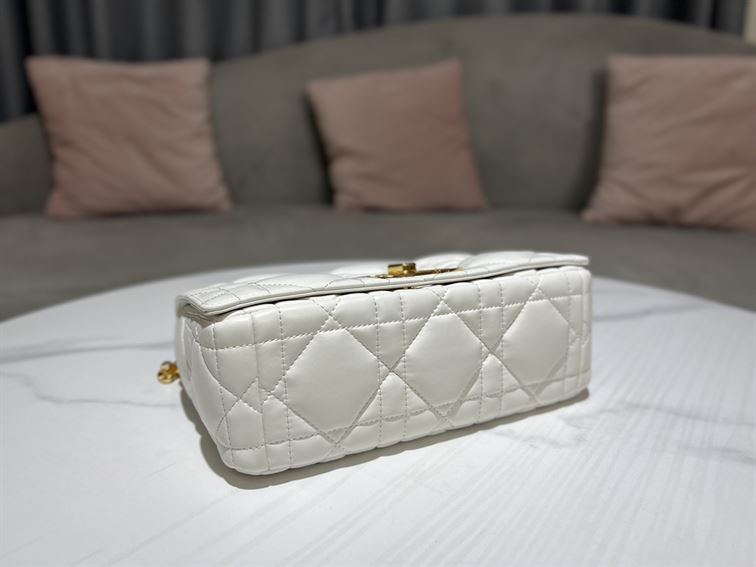 DIOR MEDIUM DIOR CARO BAG WHITE QUILTED MACROCANNAGE CALFSKIN