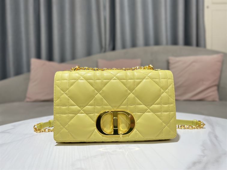 DIOR MEDIUM DIOR CARO BAG YELLOW QUILTED