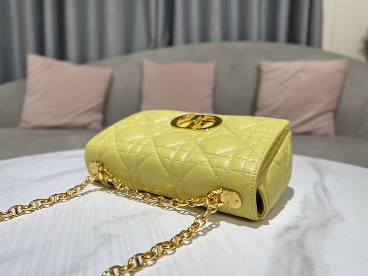 DIOR MEDIUM DIOR CARO BAG YELLOW QUILTED