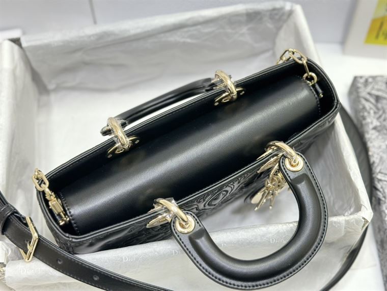 DIOR MEDIUM LADY D-JOY BAG BLACK QUILTED EFFECT