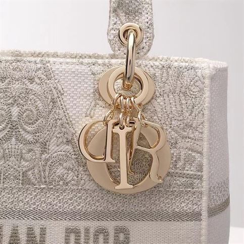 DIOR MEDIUM LADY D-LITE WHITE BAG
