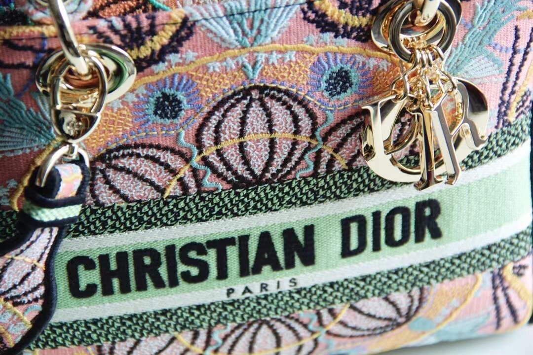 DIOR MEDIUM LADY D-LITE BAG IN MULTICOLOR LIGHTS EMBROIDERY