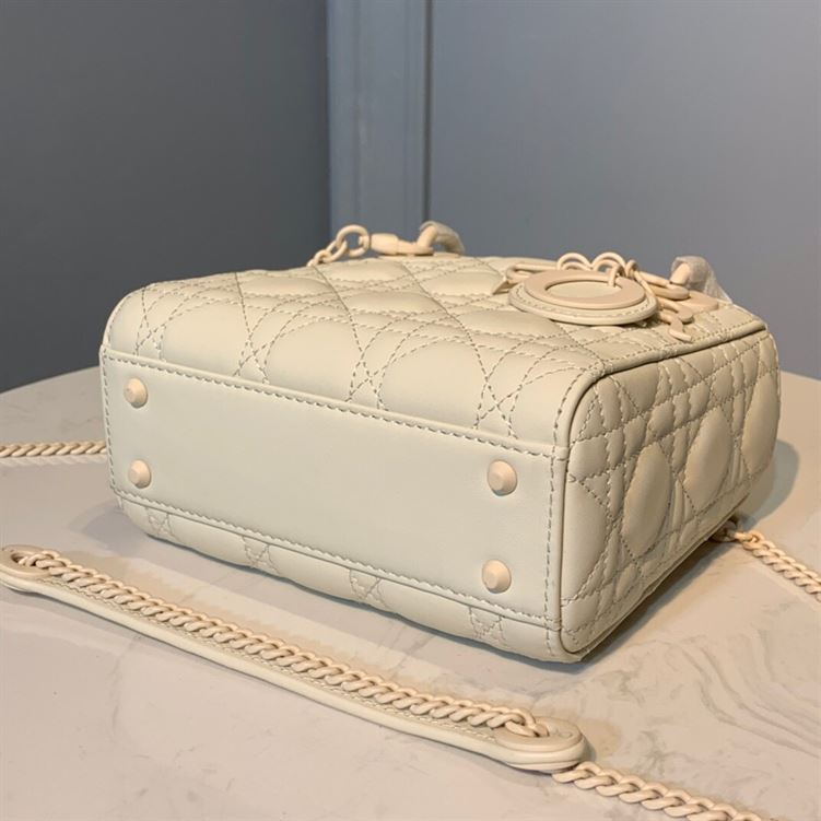 DIOR MINI LADY DIOR BAG LATTE ULTRAMATTE CANNAGE CALFSKIN