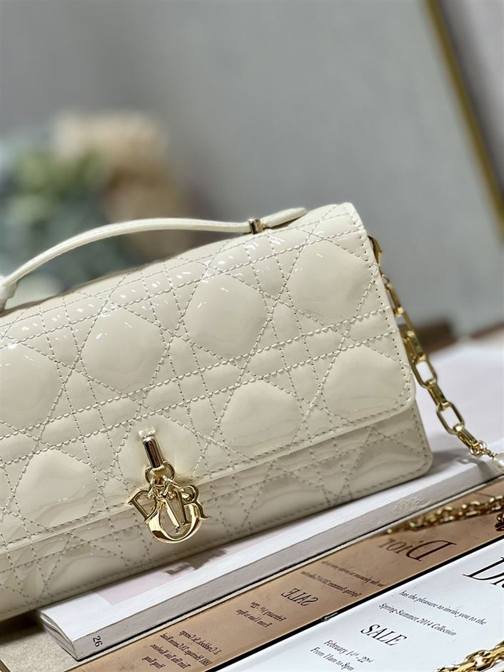 DIOR MISS DIOR MINI BAG BEIGE CANNAGE LAMBSKIN