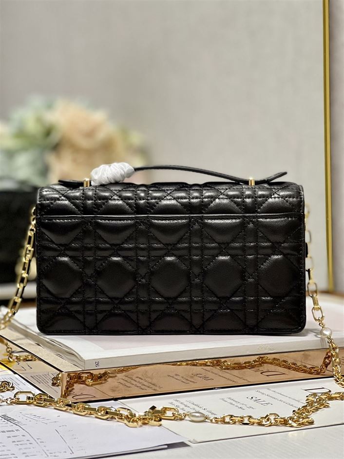 DIOR MISS DIOR MINI BAG BLACK CANNAGE LAMBSKIN