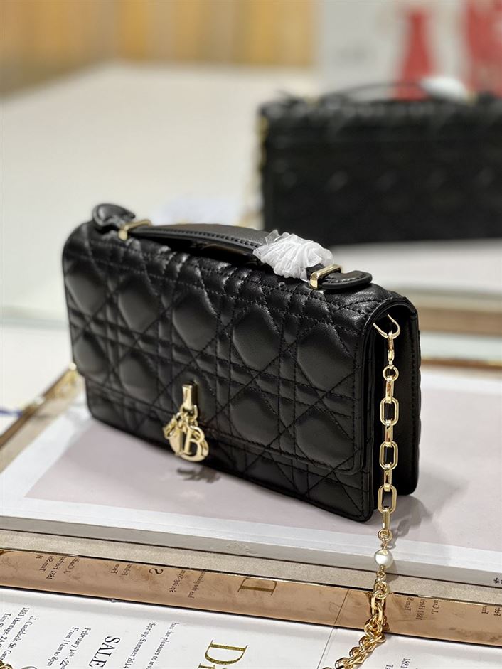 DIOR MISS DIOR MINI BAG BLACK CANNAGE LAMBSKIN