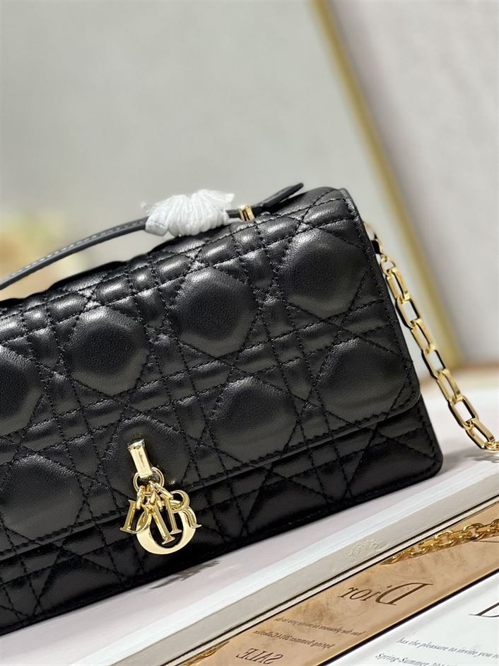DIOR MISS DIOR MINI BAG BLACK CANNAGE LAMBSKIN