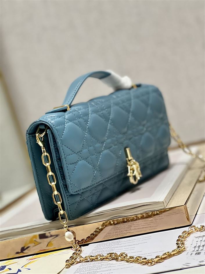 DIOR MISS DIOR MINI BAG BLUE CANNAGE LAMBSKIN