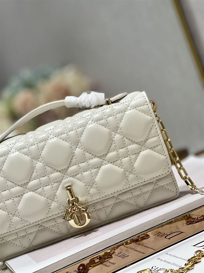 DIOR MISS DIOR MINI BAG LATTE CANNAGE LAMBSKIN