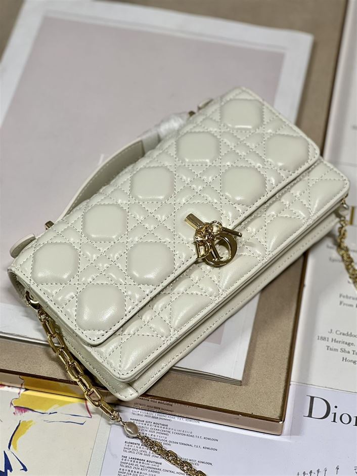 DIOR MISS DIOR MINI BAG LATTE CANNAGE LAMBSKIN