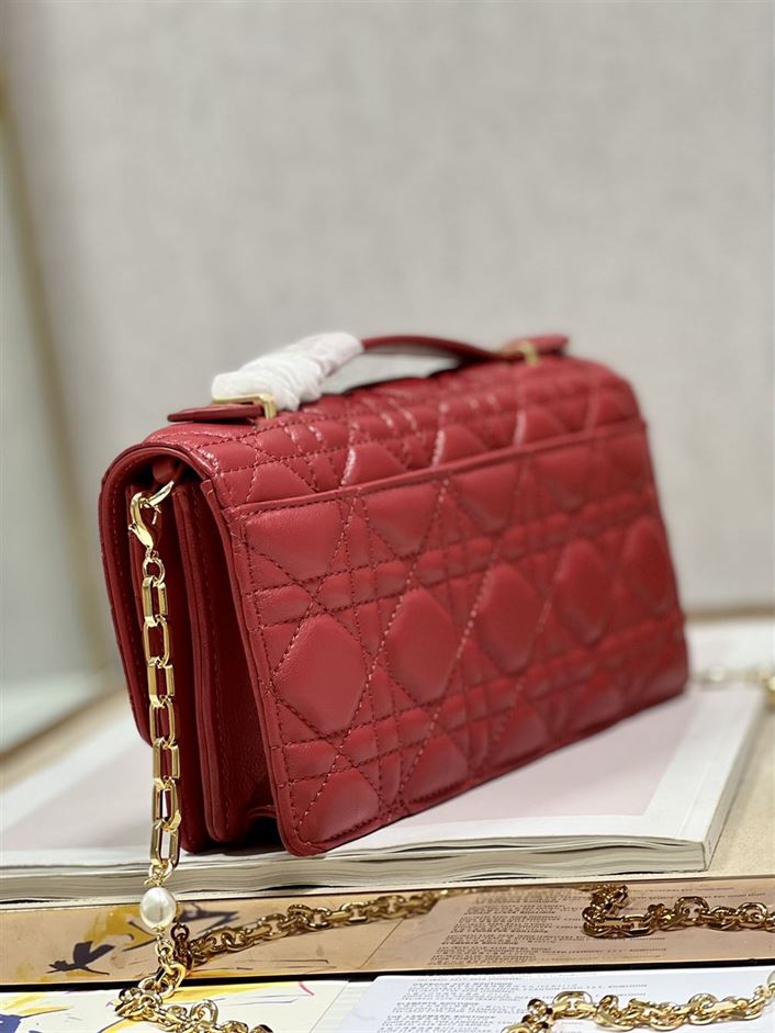 DIOR MISS DIOR MINI BAG RED CANNAGE LAMBSKIN
