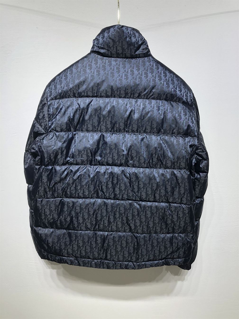 DIOR OBLIQUE DOWN JACKET NAVY BLUE TECHNICAL JACQUARD - DRC003