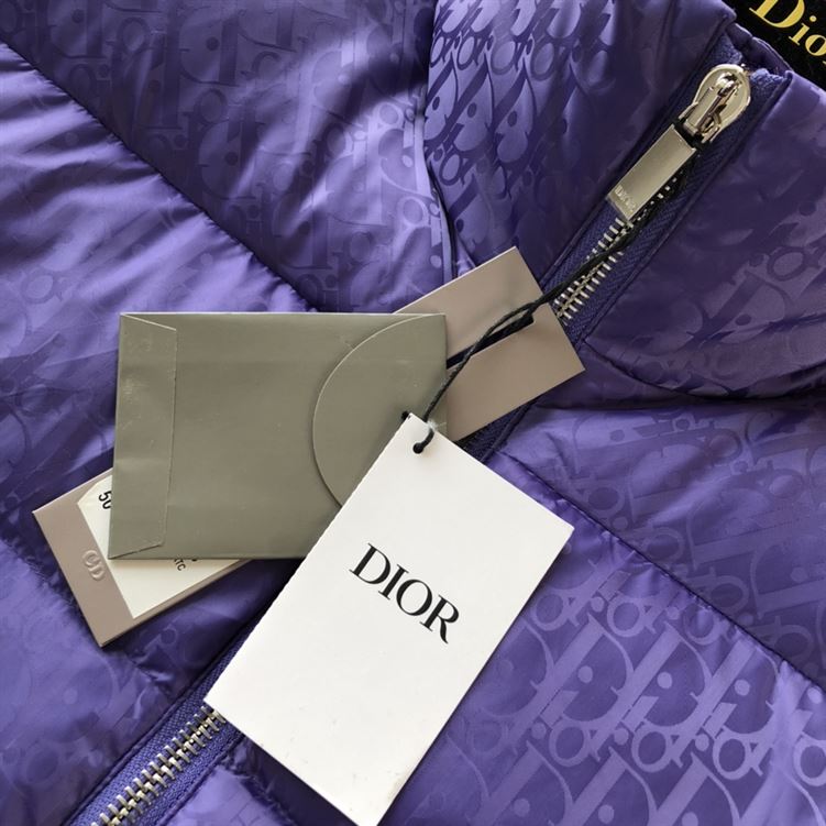 DIOR OBLIQUE DOWN JACKET PURPLE NYLON JACQUARD - DRC007