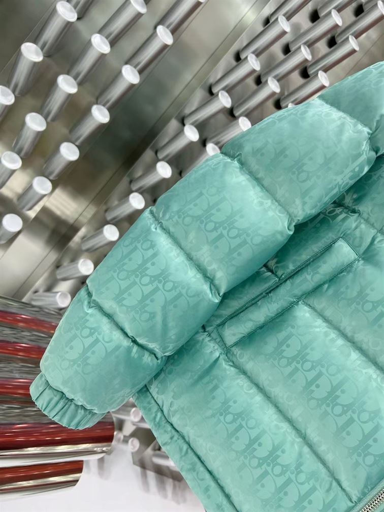 DIOR OBLIQUE DOWN JACKET SEA GREEN TECHNICAL JACQUARD - DRC004