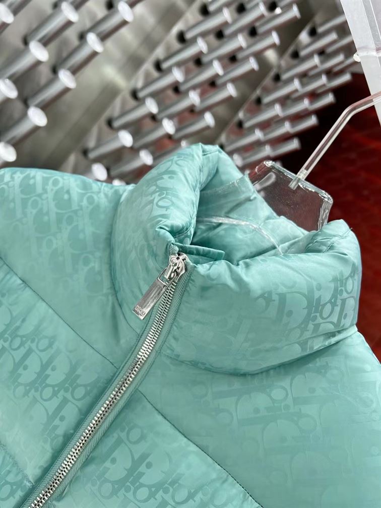 DIOR OBLIQUE DOWN JACKET SEA GREEN TECHNICAL JACQUARD - DRC004