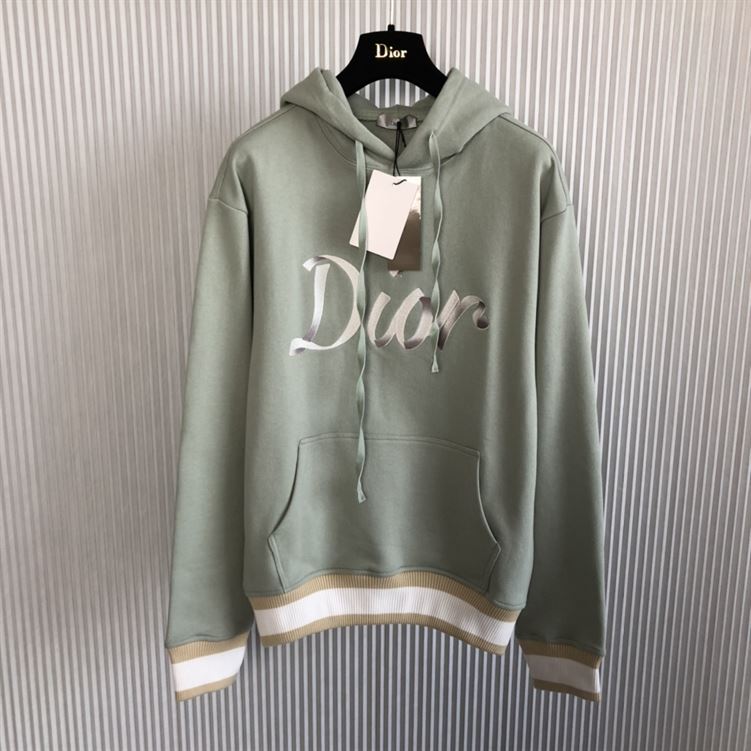 DIOR OVERSIZED HOODED SWEATSHIRT LIGHT GREEN ORGANIC COTTON FLEECE
