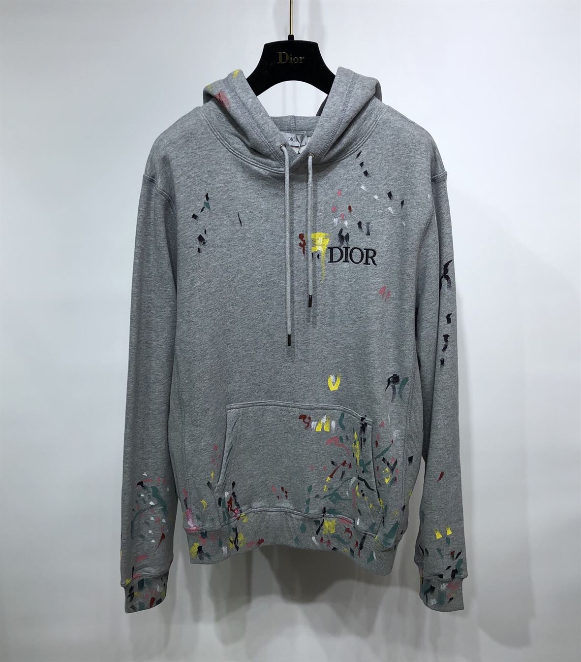 DIOR OVERSIZED SWEATSHIRT WHITE COTTON FLEECE WITH PAINT PRINT