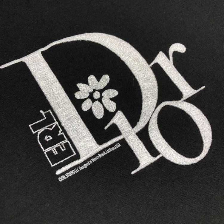 DIOR RELAXED-FIT DIOR BY ERL T-SHIRT BLACK SLUB COTTON JERSEY - DOT022