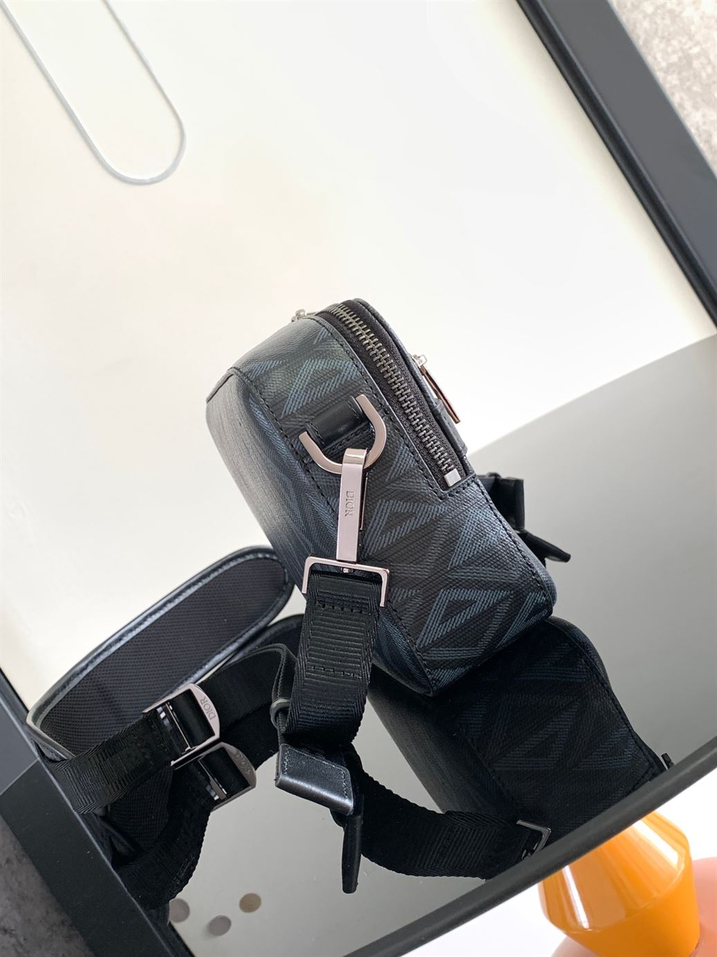 DIOR SAFARI BAG WITH STRAP BLACK CD DIAMOND CANVAS - DIO050