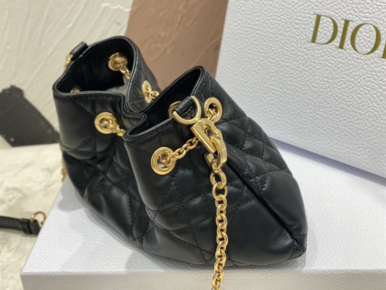 DIOR SMALL DIOR AMMI BAG BLACK SUPPLE MACROCANNAGE LAMBSKIN