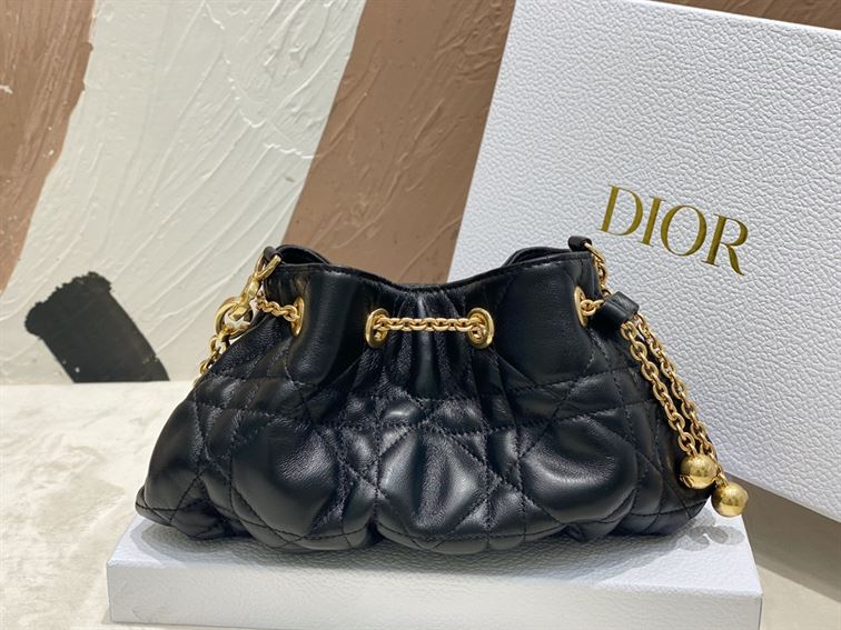 DIOR SMALL DIOR AMMI BAG BLACK SUPPLE MACROCANNAGE LAMBSKIN