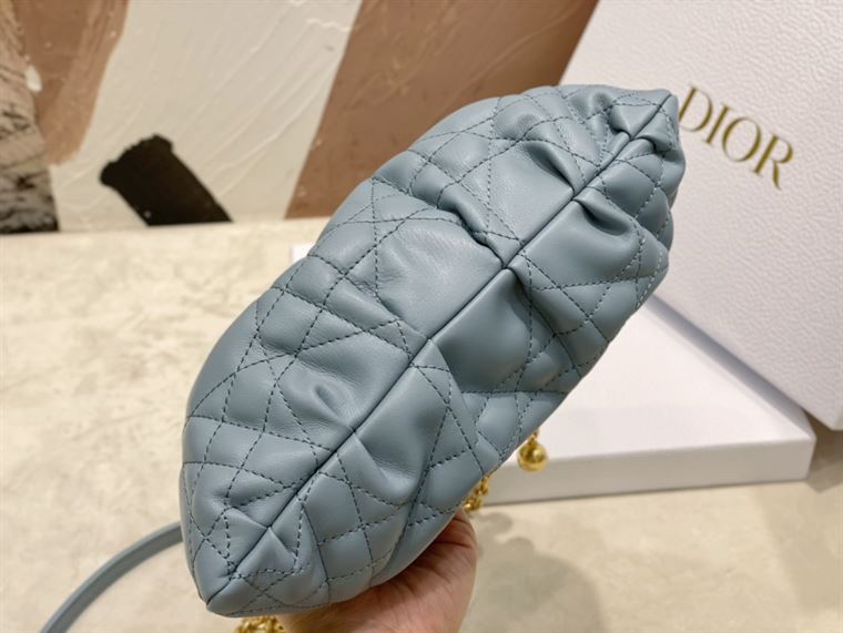 DIOR SMALL DIOR AMMI BAG BLUE SUPPLE MACROCANNAGE LAMBSKIN