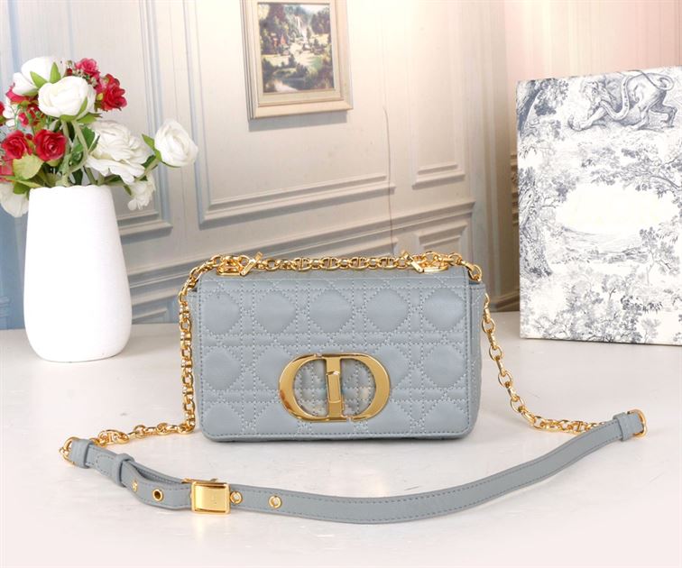 DIOR SMALL DIOR CARO BAG ETHEREAL GRAY SUPPLE