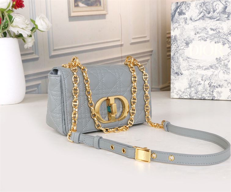DIOR SMALL DIOR CARO BAG ETHEREAL GRAY SUPPLE