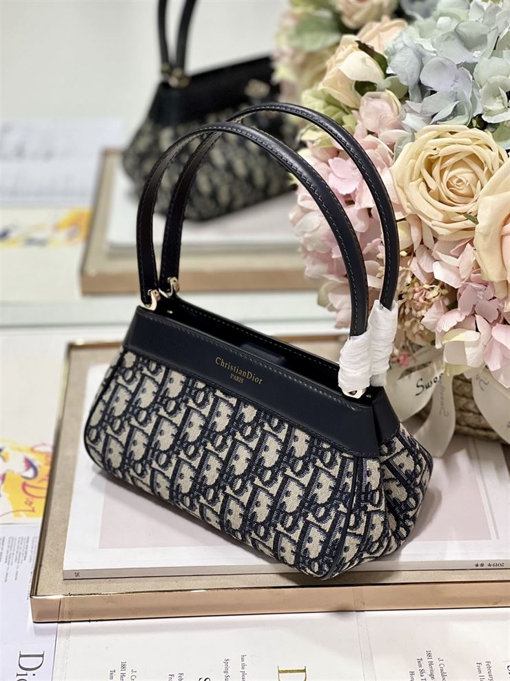 DIOR SMALL DIOR KEY BAG BLUE OBLIQUE JACQUARD