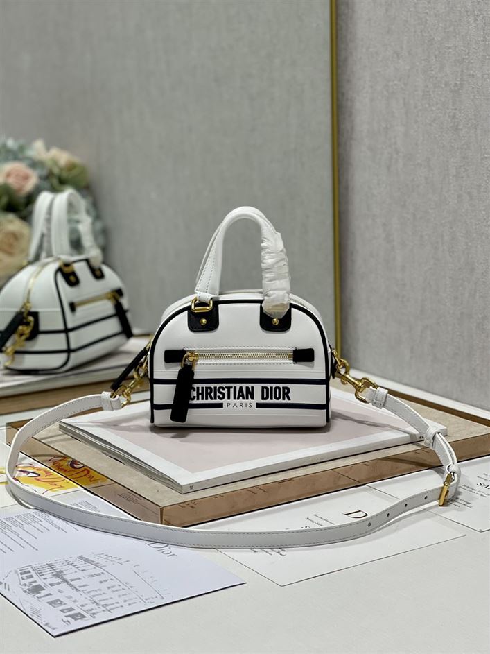 DIOR VIBE ZIP BOWLING MICRO BAG WHITE CALFSKIN