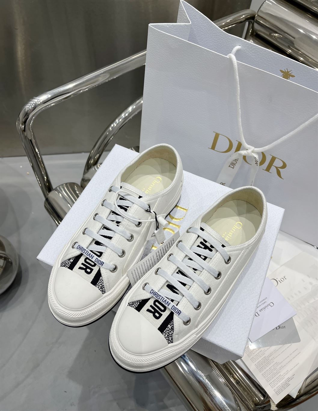 DIOR WALK'N'DIOR SNEAKER WHITE COTTON CANVAS - DO125
