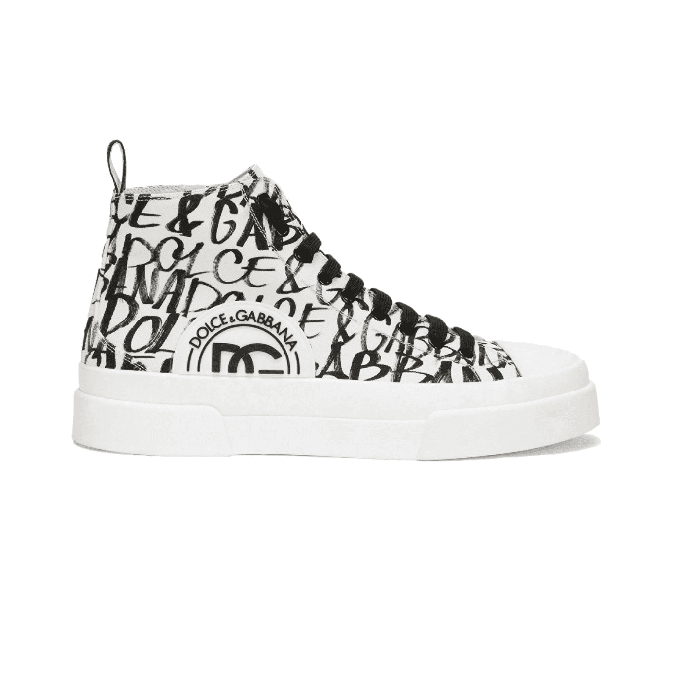 DOLCE & GABBANA CANVAS PORTOFINO LIGHT MID-TOP SNEAKERS WITH DG LOGO PRINT – DG005