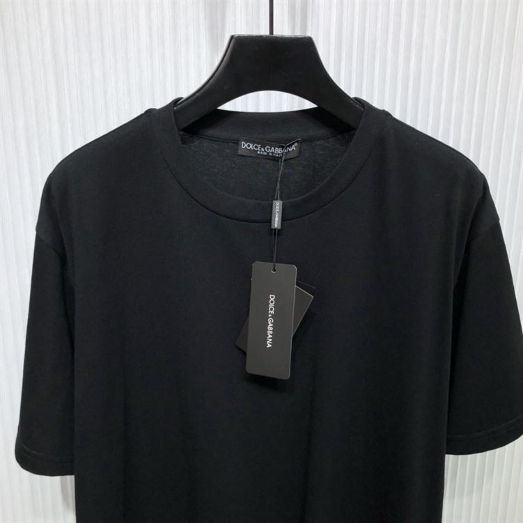 DOLCE &GABBANA COTTON T-SHIRT WITH METALLIC DG LOGO - DT015