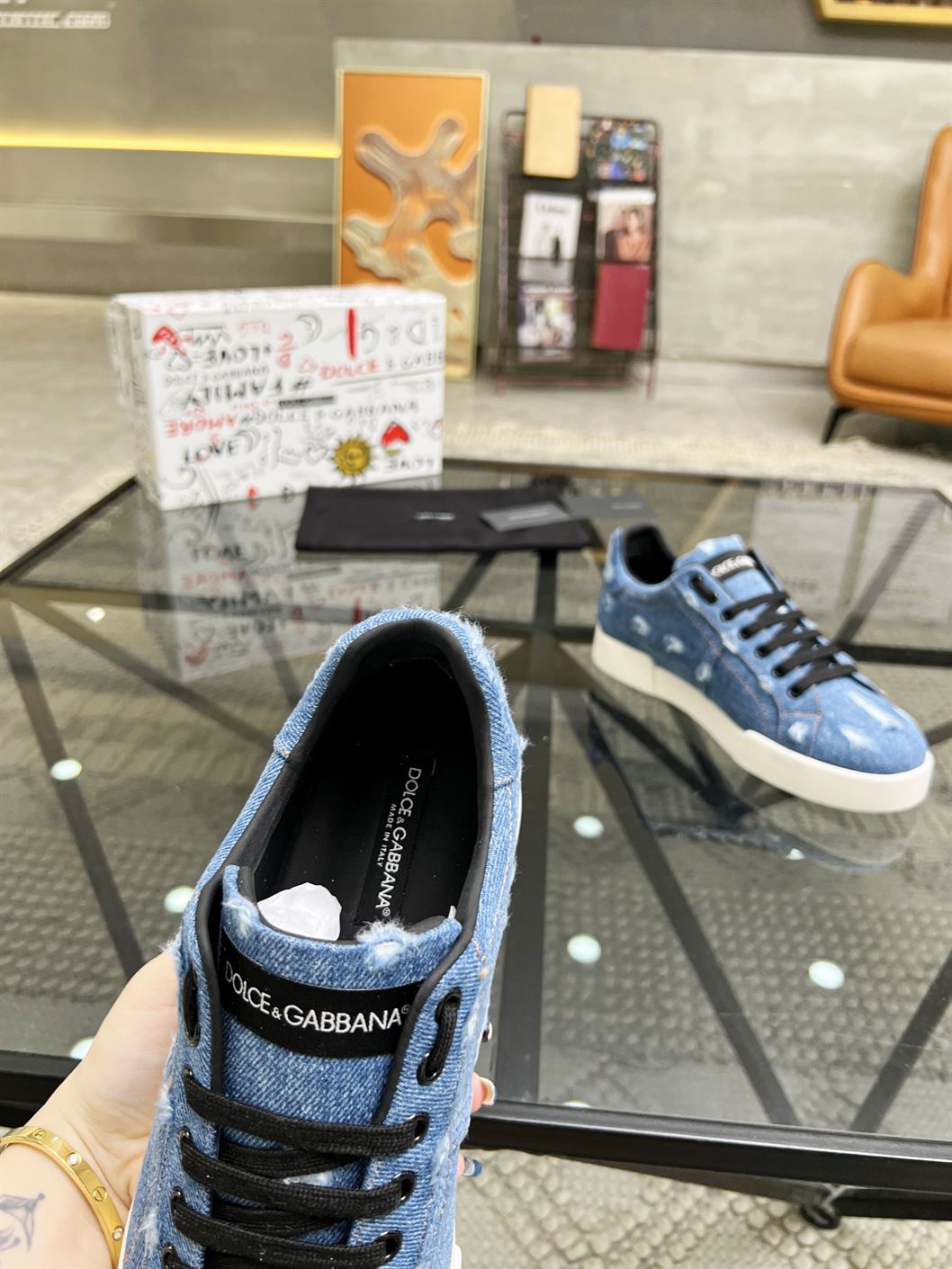 DOLCE & GABBANA DENIM PATCHWORK SNEAKERS – DG024