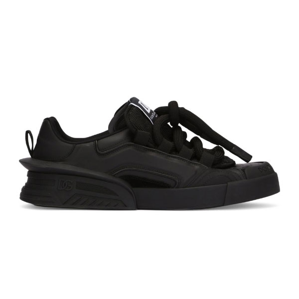 DOLCE & GABBANA MIXED-MATERIAL PORTOFINO SNEAKERS IN BLACK – DG038