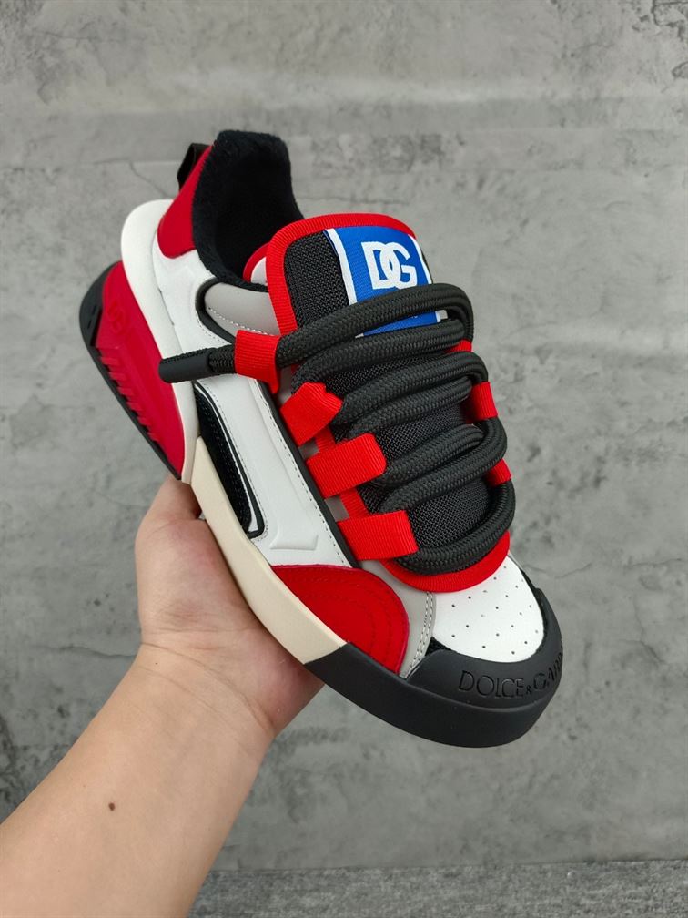 DOLCE & GABBANA MIXED-MATERIAL PORTOFINO SNEAKERS IN MULTICOLOR – DG039