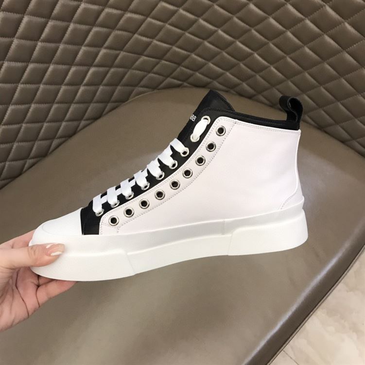 DOLCE & GABBANA QUILTED TWO-TONE NYLON PORTOFINO LIGHT MID-TOP SNEAKERS IN WHITE – DG015