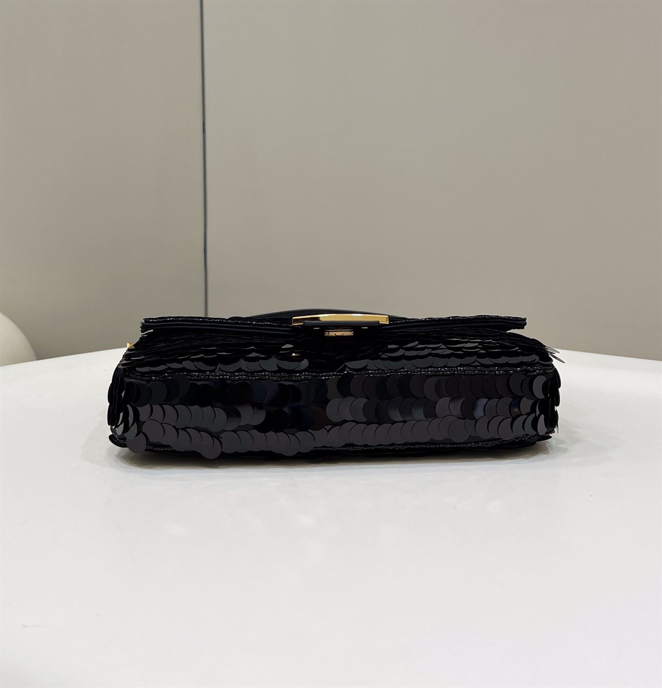 FENDI BAGUETTE BLACK SEQUIN AND LEATHER BAG