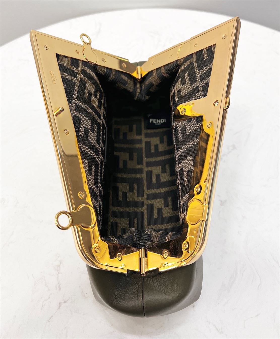 FENDI FIRST MEDIUM GREEN LEATHER BAG